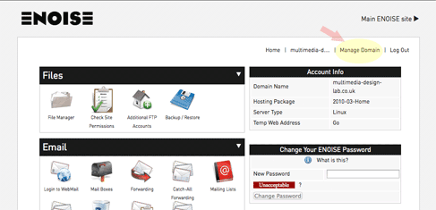 Switch to the domain manager from the hosting control panel