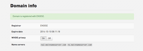 Domain options in package detail view